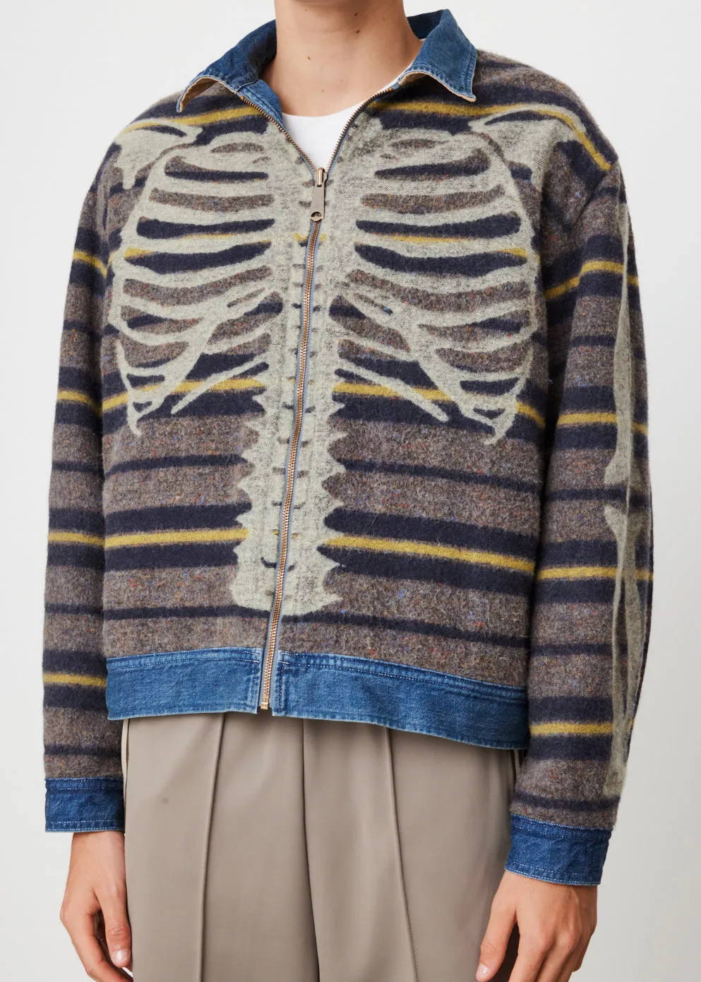 11.5oz Denim Bone Lining Reversible Zip-up Work Jacket