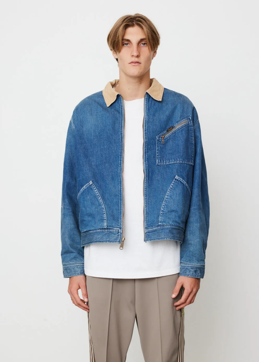 11.5oz Denim Bone Lining Reversible Zip-up Work Jacket