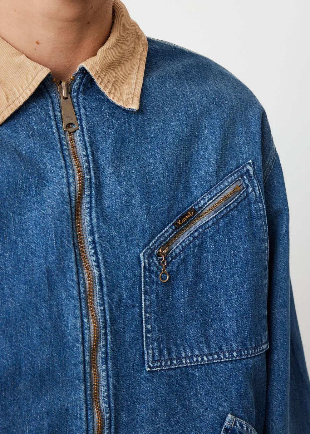 11.5oz Denim Bone Lining Reversible Zip-up Work Jacket