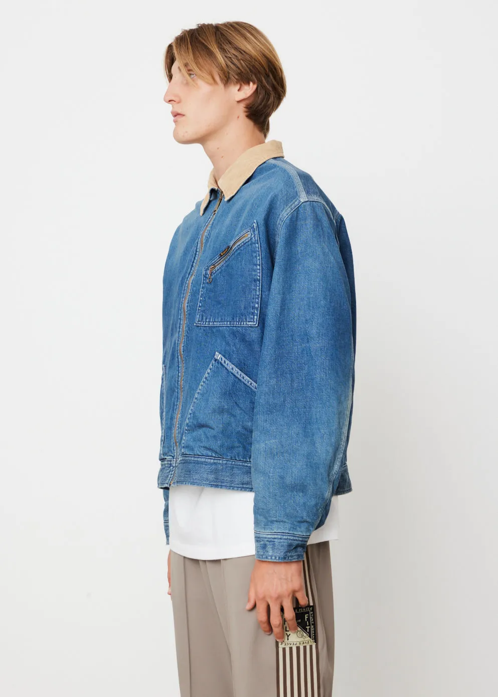 11.5oz Denim Bone Lining Reversible Zip-up Work Jacket