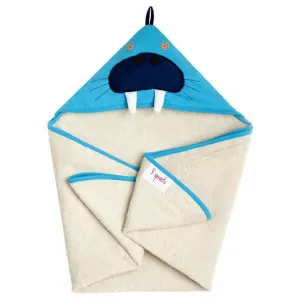 3 Sprouts Blue Walrus Hooded Towel