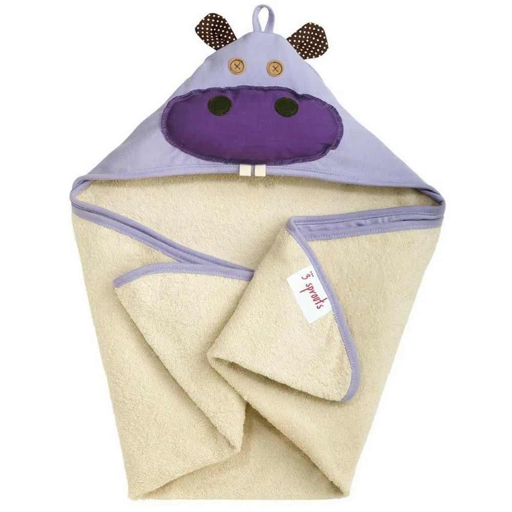 3 Sprouts Purple Hippo Hooded Towel