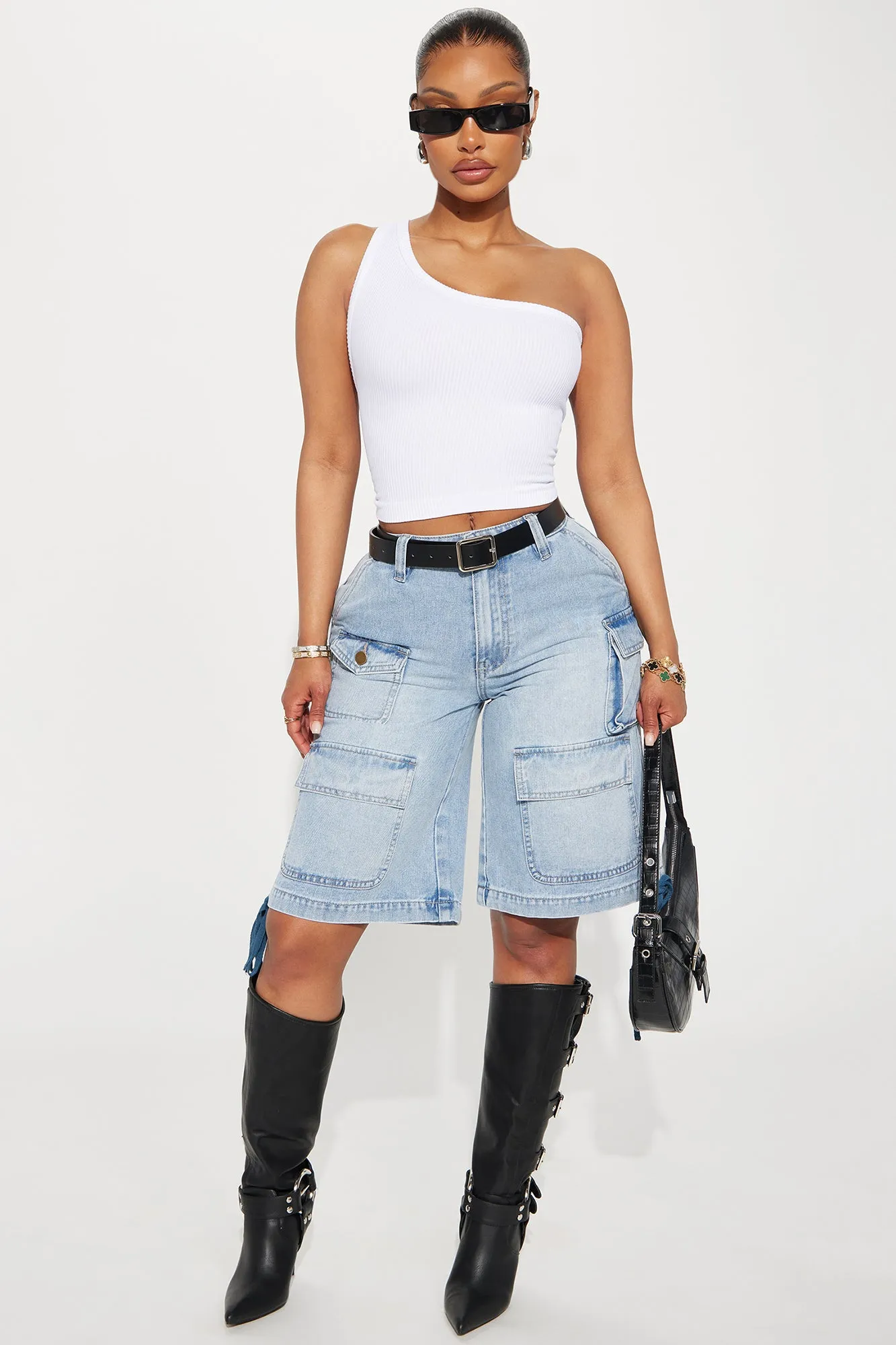 Amelia One Shoulder Seamless Top - White