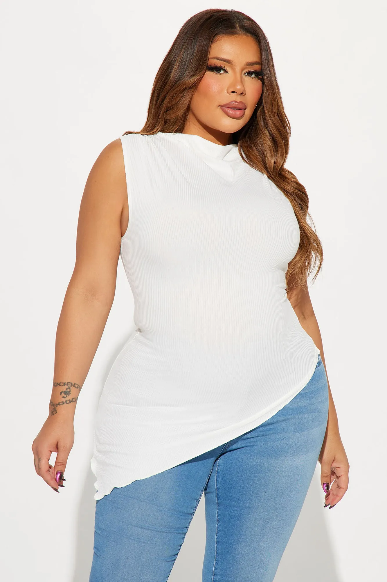 Ava One Shoulder Top - White