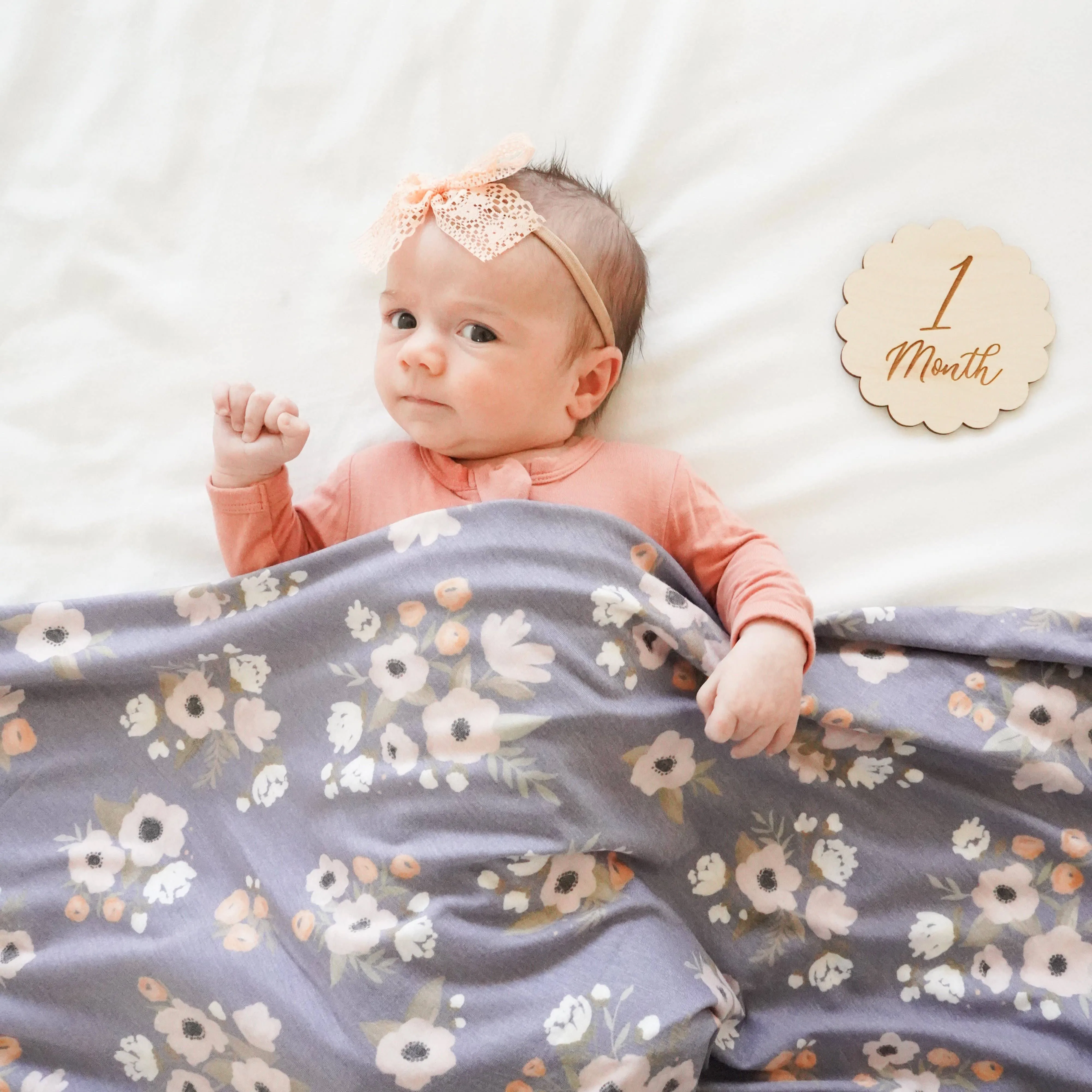 Extra Soft Stretchy Knit Swaddle Blanket: Midnight Garden
