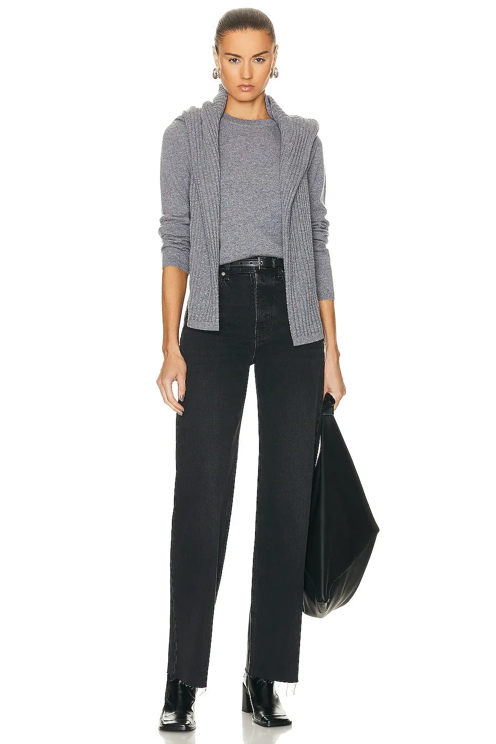 Guest In Residence Shrunken Crew Top Sweater, Steel