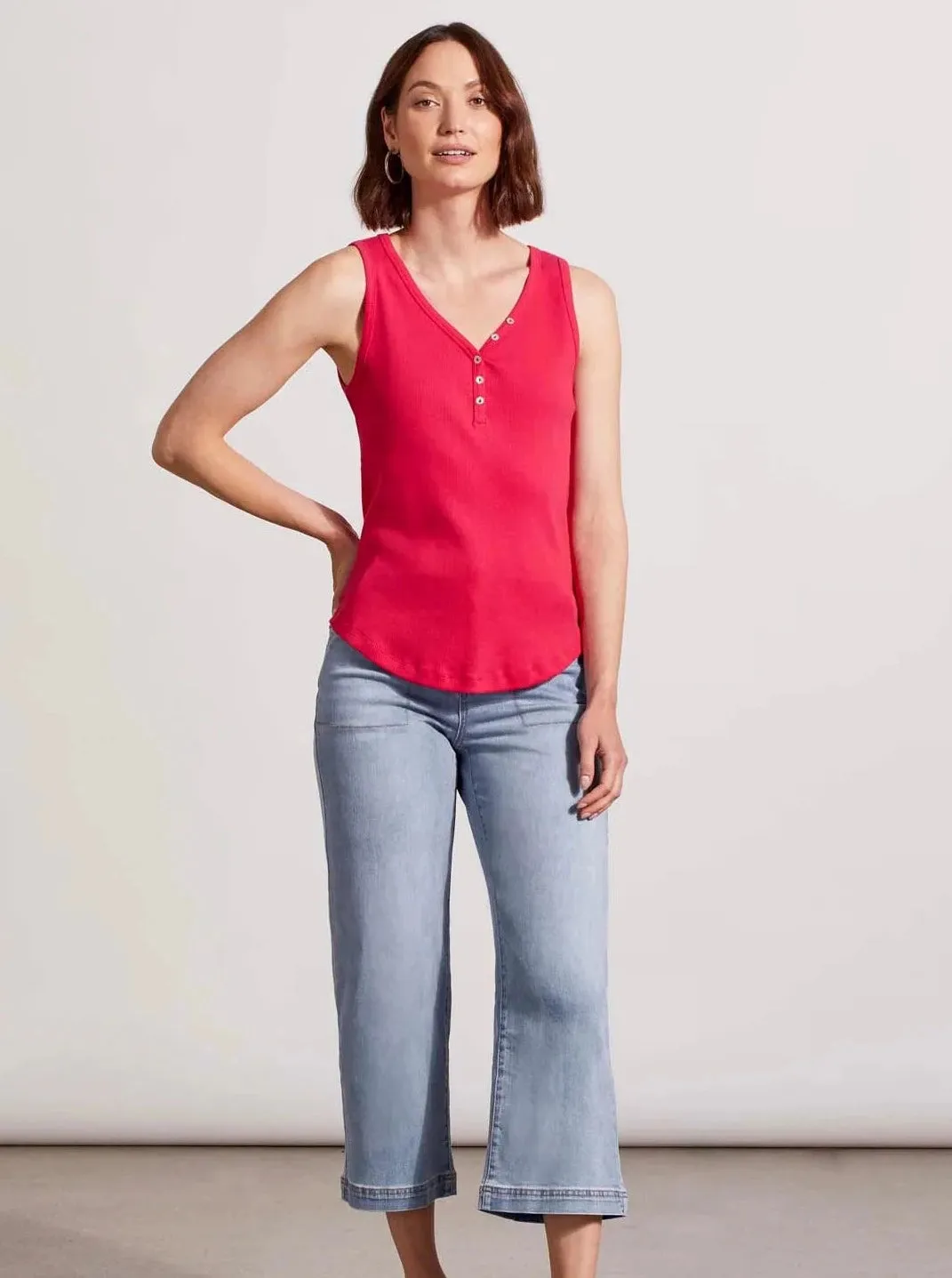 Henley Tank W Buttons [Fruit Punch-5361O]