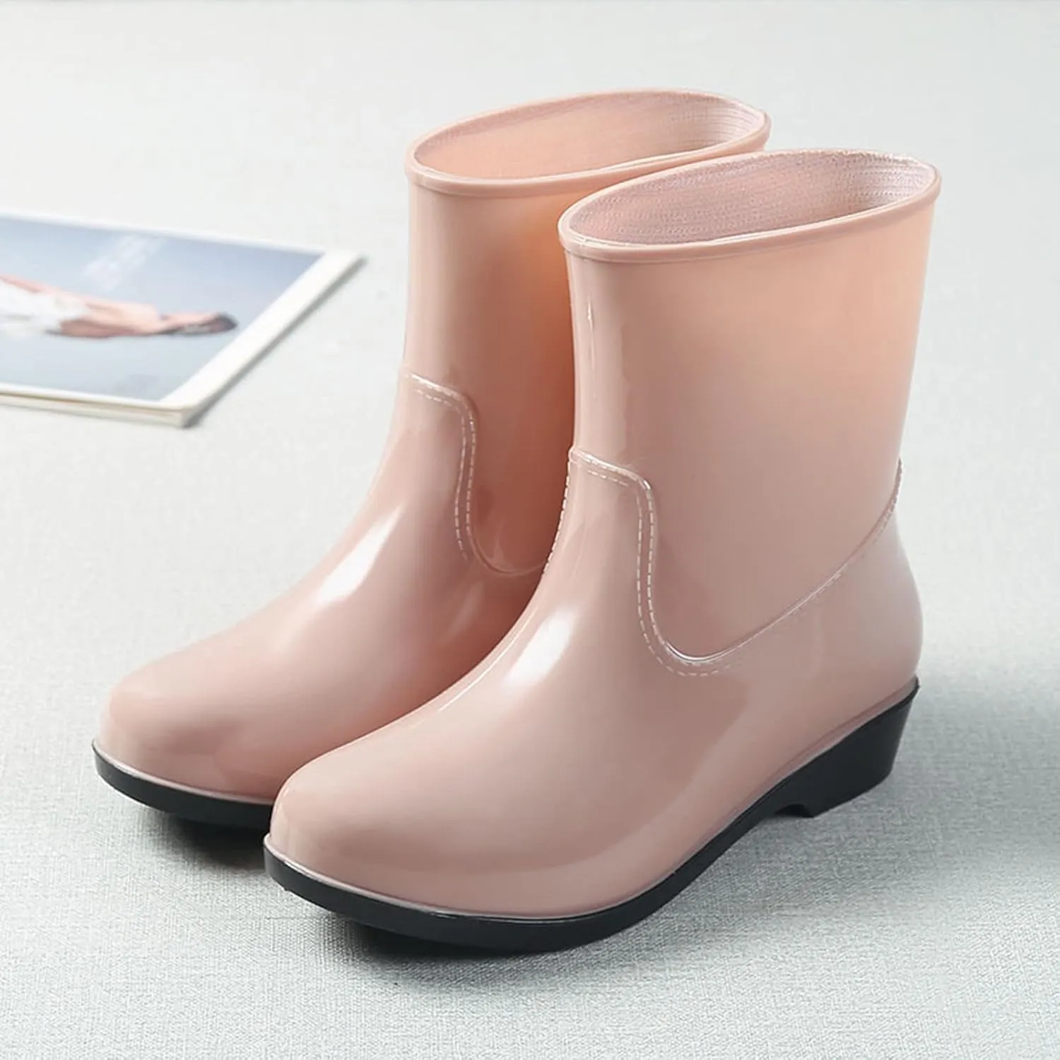 IWIHMIV Women's Rain Boots Rain Boots for Women Waterproof Rubber Boots Outdoor Comfort Boots Non-Slip Women Rain Shoes