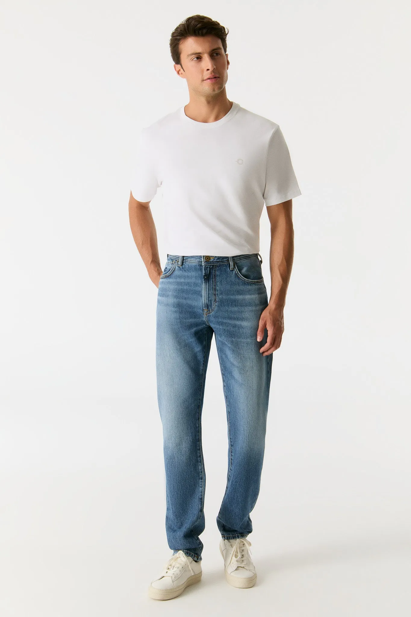 Marcel Tapered 5 Pocket Jeans Medium Blue