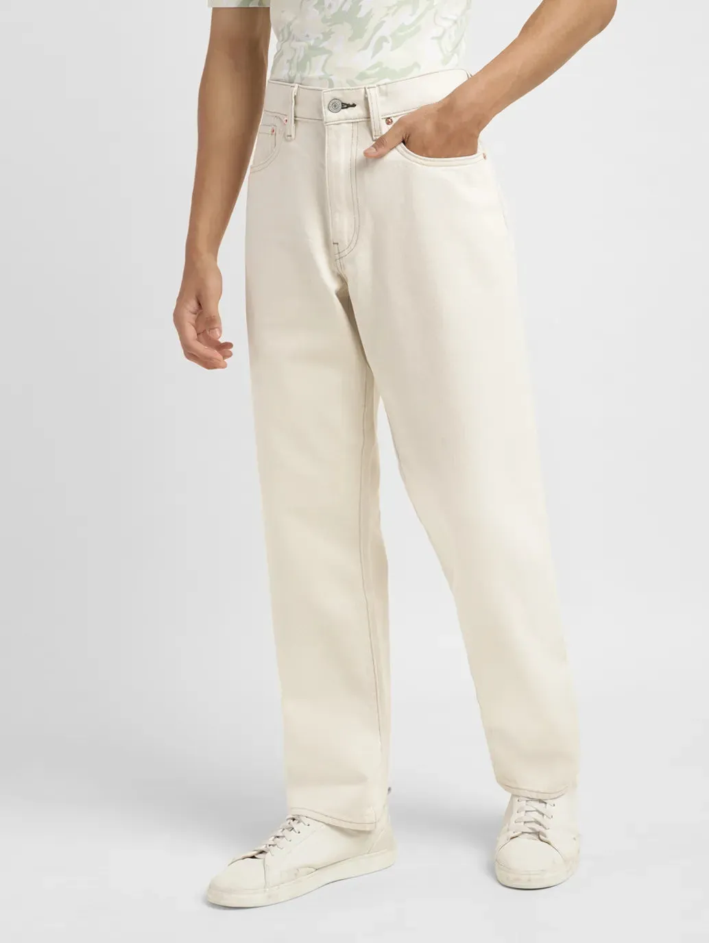 Men's 550 Beige Relaxed Fit Mid Rise Jeans