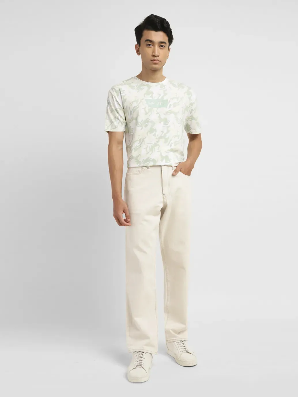 Men's 550 Beige Relaxed Fit Mid Rise Jeans