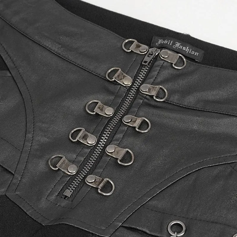 Men's Gothic Distressed Faux Leather Pants