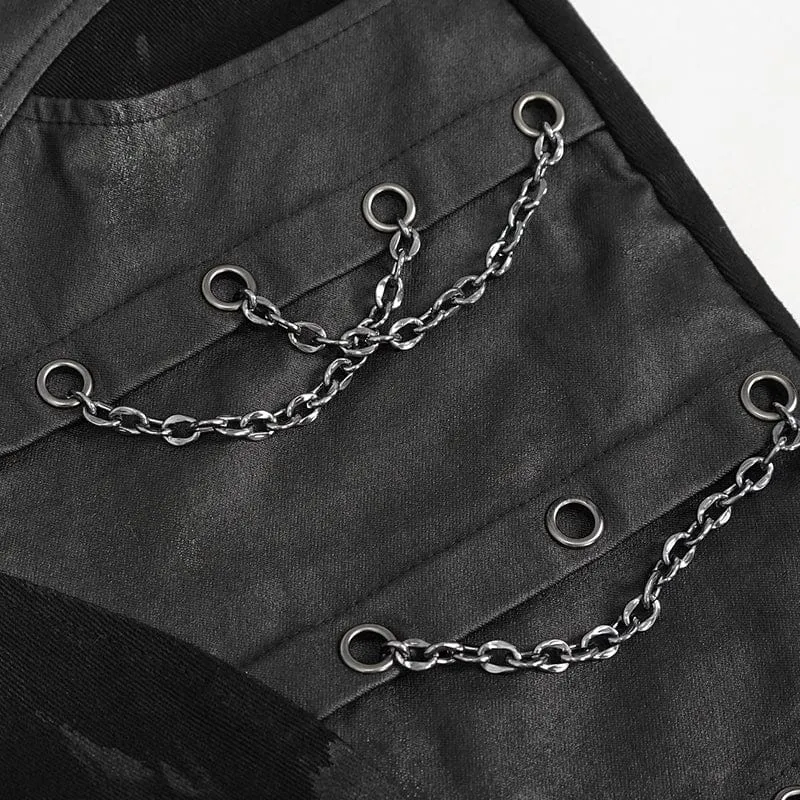 Men's Gothic Distressed Faux Leather Pants