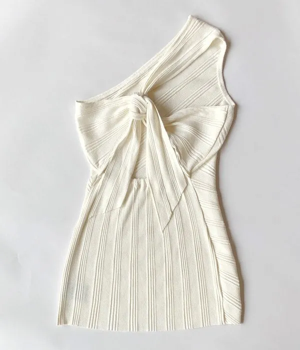 PHEENY/RANDOM RIB ONE SHOULDER TOPS(IVORY)