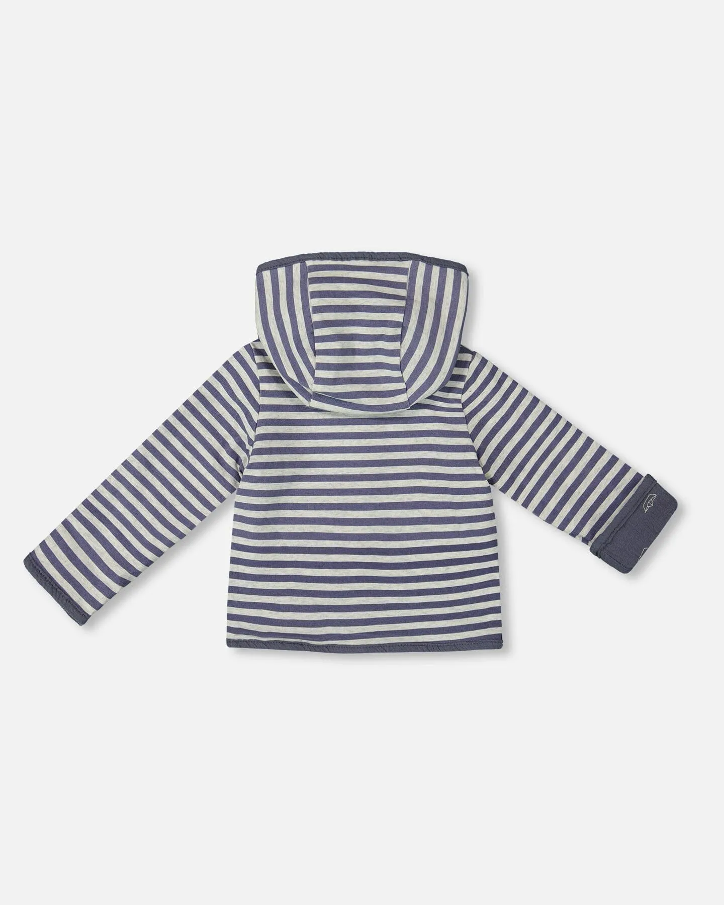 Reversible Organic Cotton Hooded Jacket Navy Striped Blue