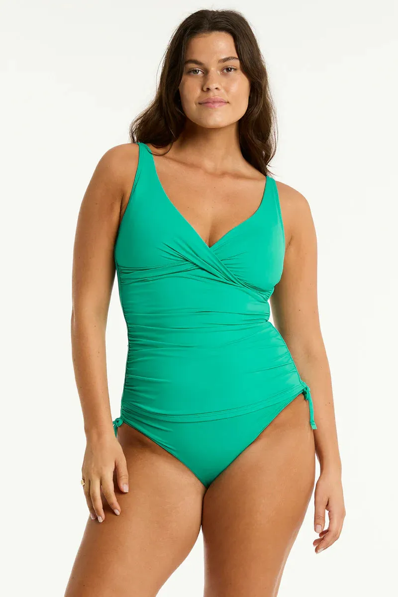Sea Level Cross front Multi Fit Singlet top in Evergreen